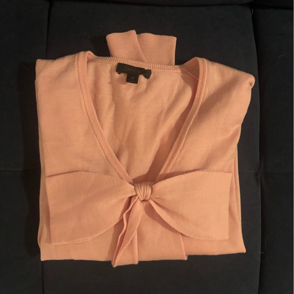 J. Crew Light Pink V-Neck Bow Sweater - Picture 7 of 7